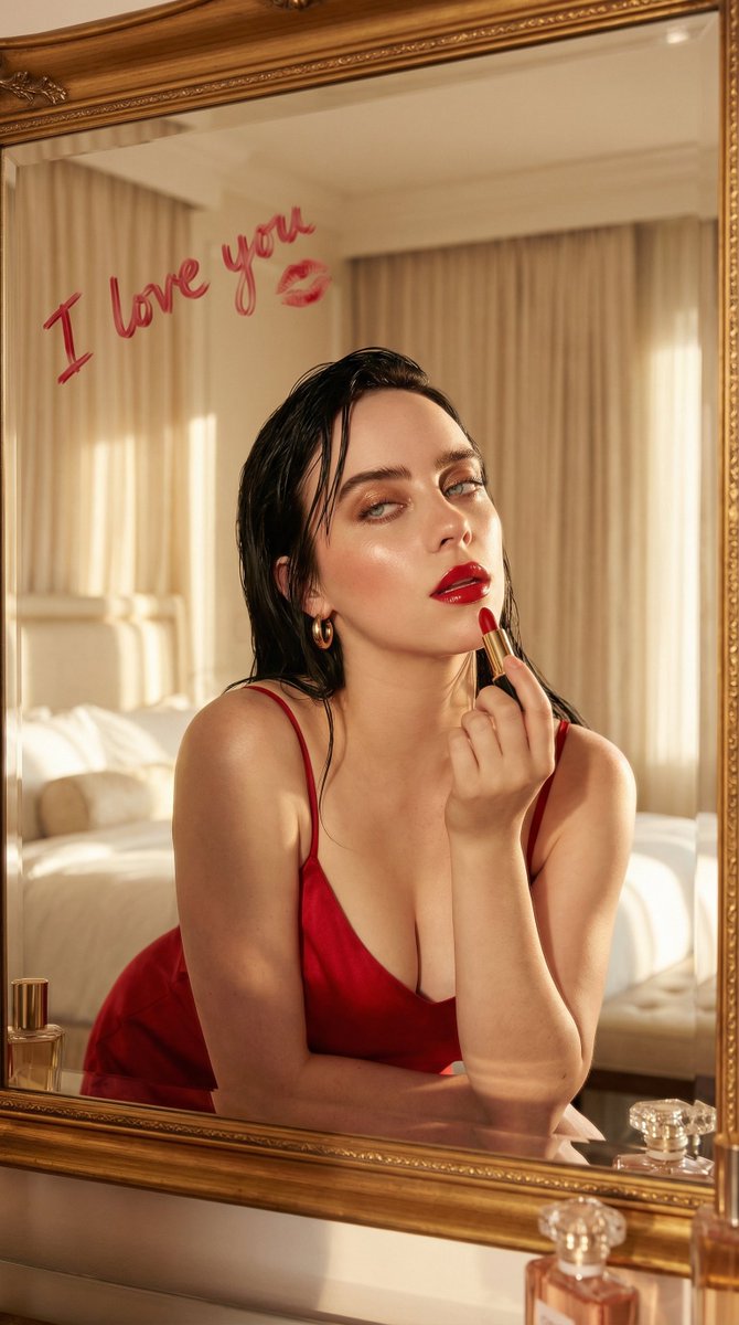 Cinematic Portrait Prompt: Applying Red Lipstick 3