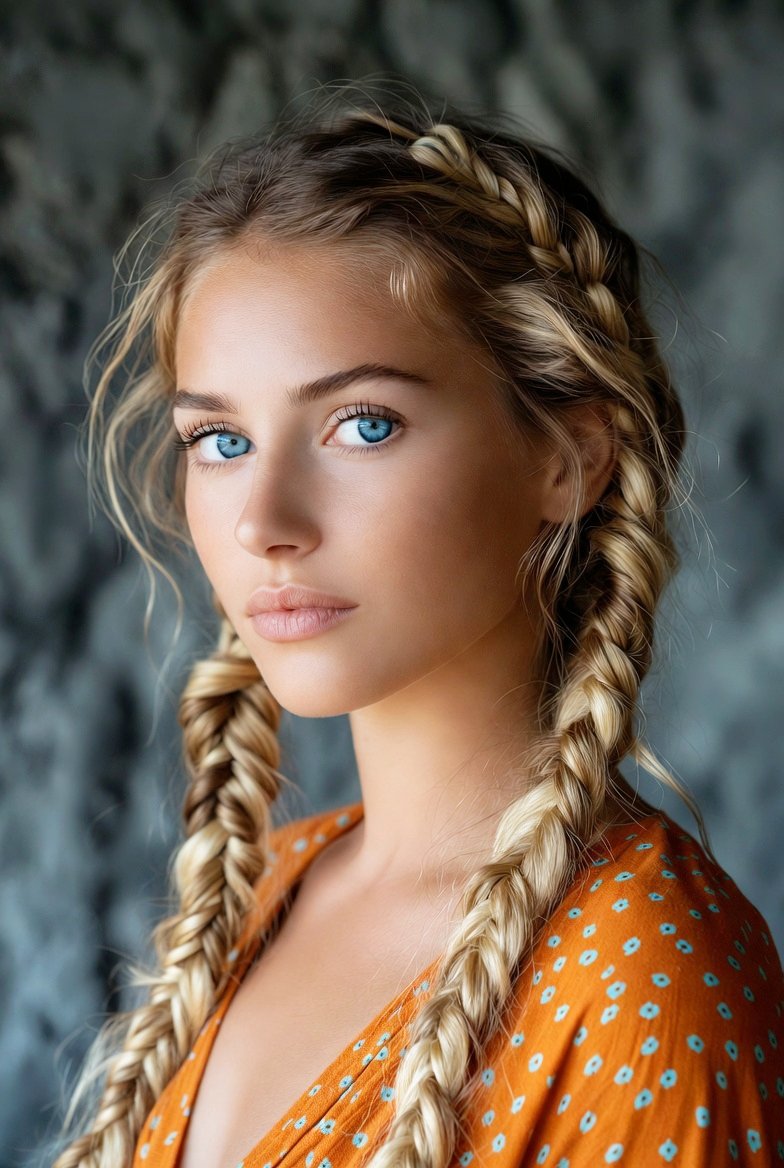 Cinematic Portrait of Woman with Braids 3