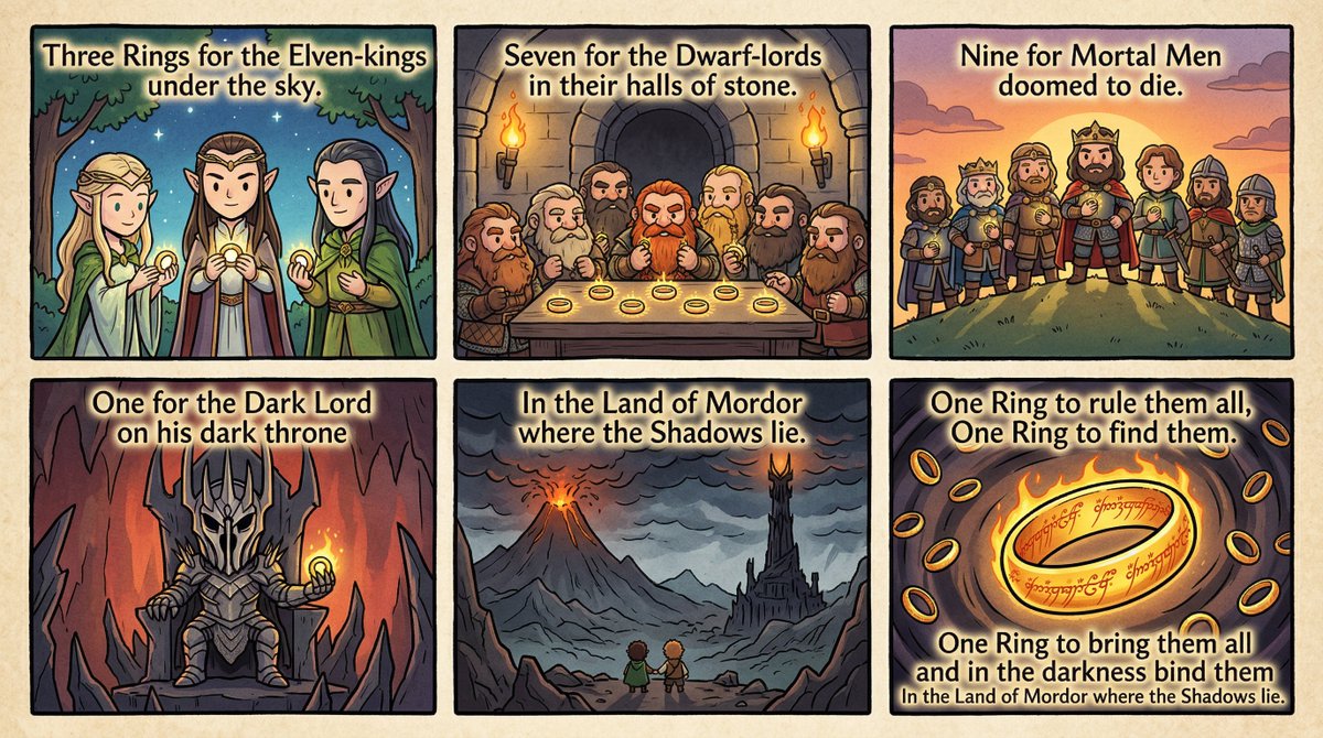 Cel-Shaded Comic Strip Prompt for LOTR Poem 2