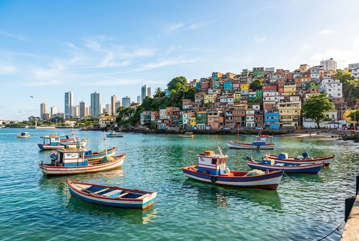 Realistic port scene in Salvador, Bahia