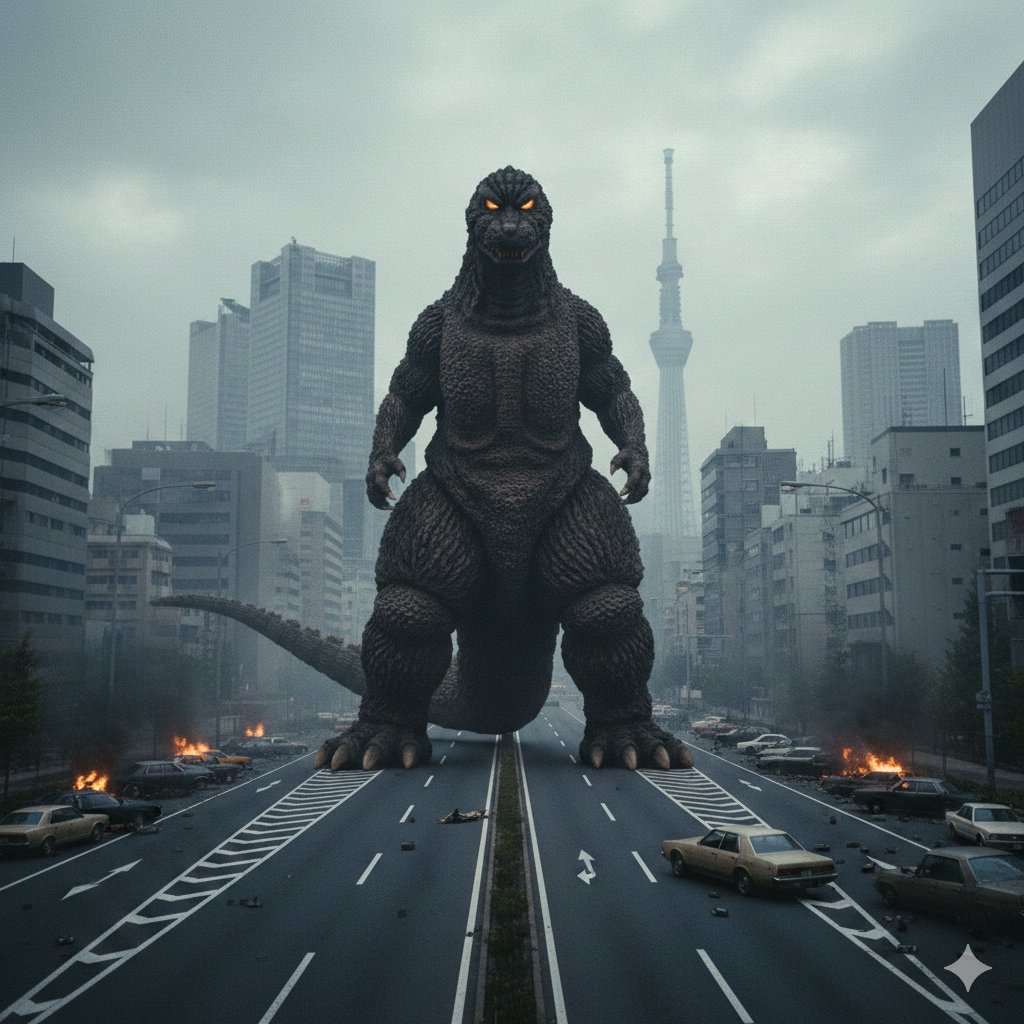 Godzilla in Tokyo Skytree District, 70s Style 3