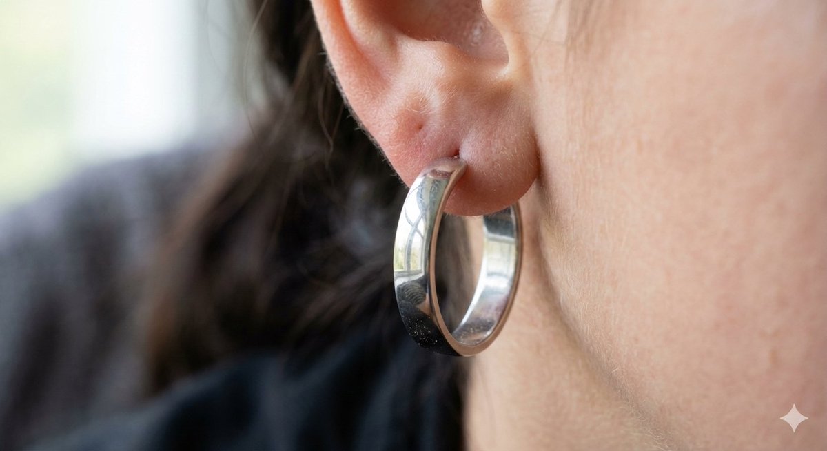 Realistic Macro Photograph of an Ear with Earring