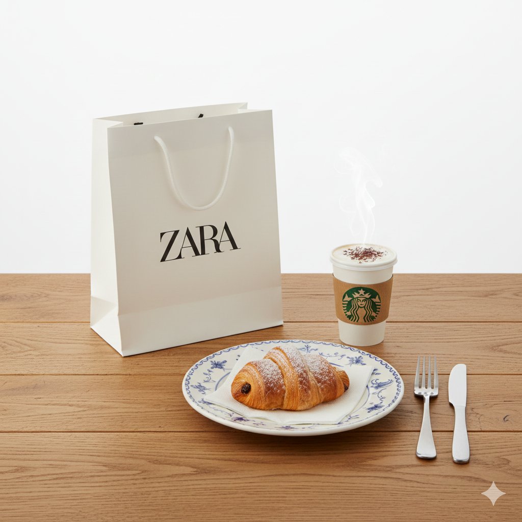 Studio Still Life of Coffee and Croissant