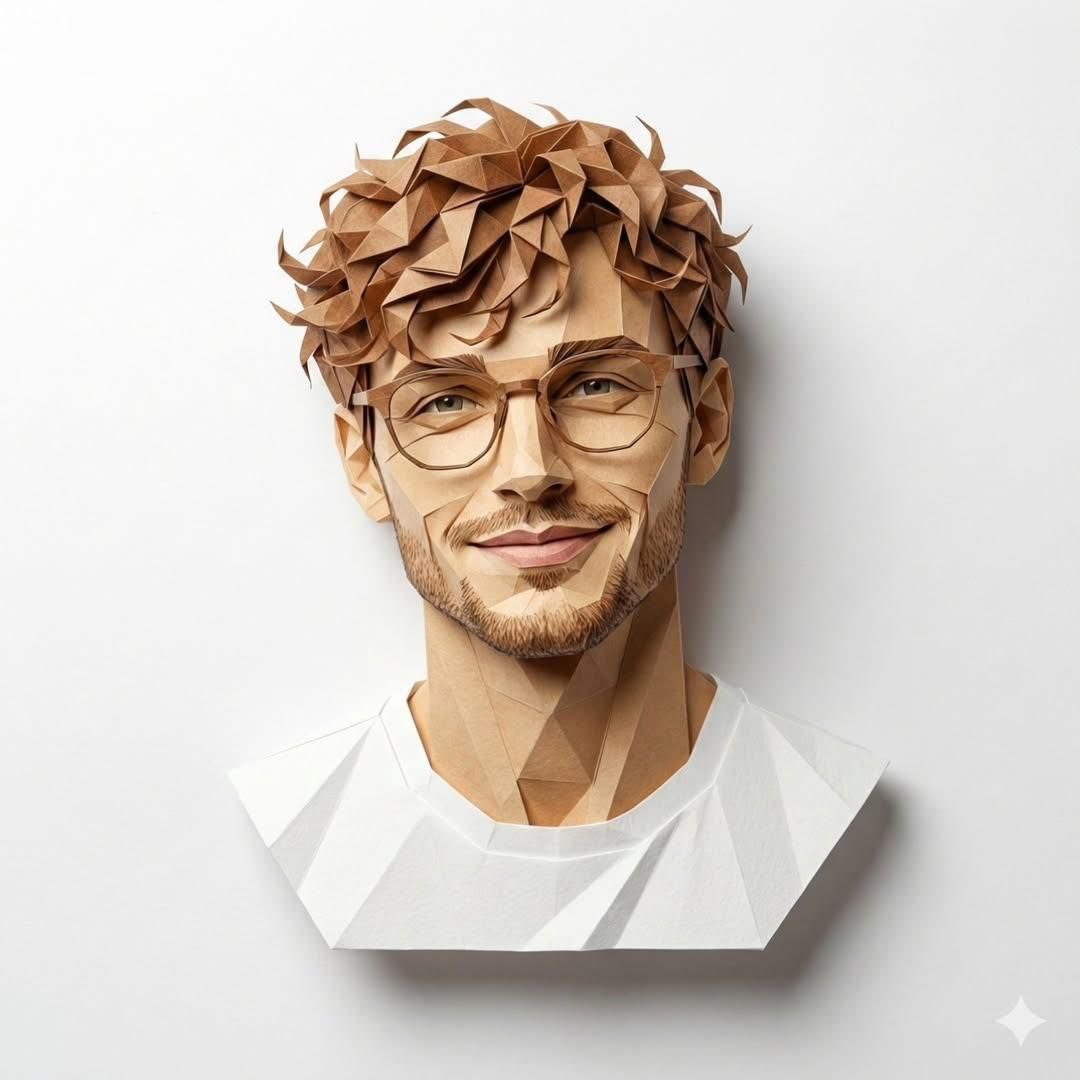 3D Paper-Craft Portrait with Low-Poly Aesthetic 4