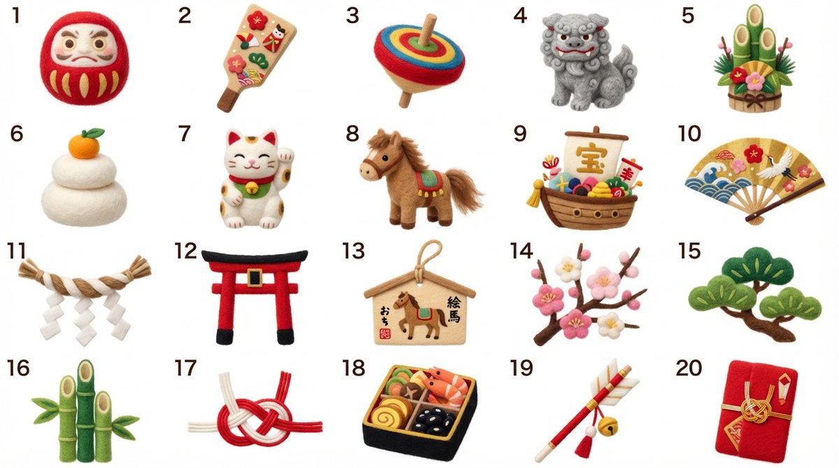 Japanese New Year Kirie-Style Icon Set Generation 4