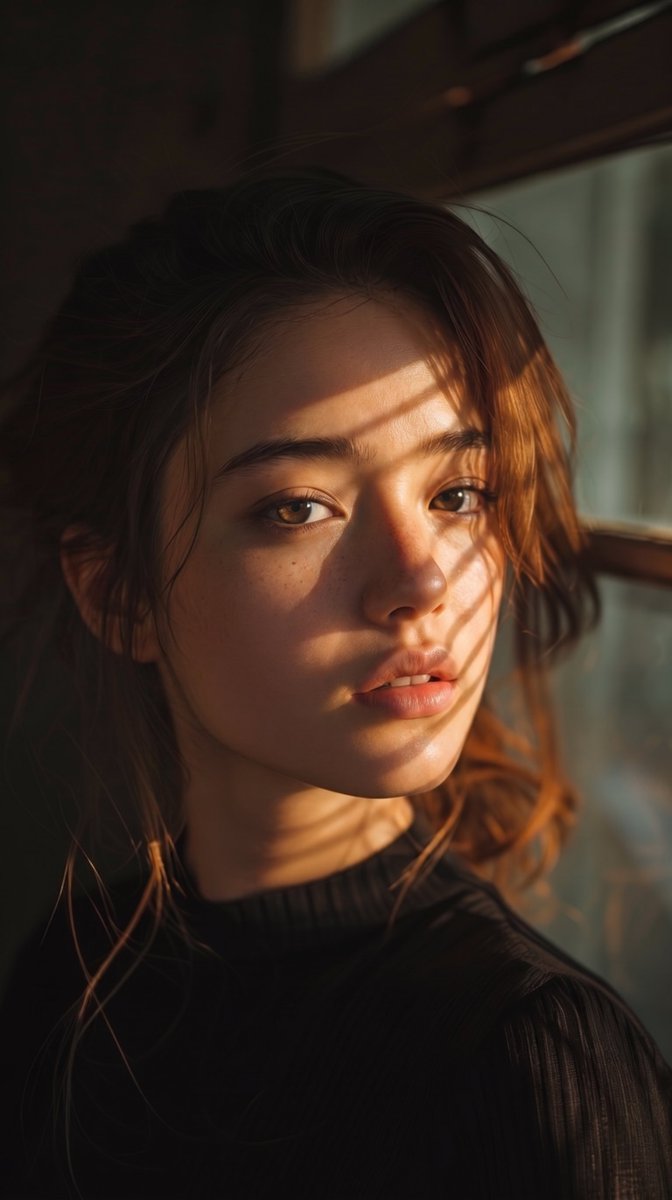 Golden Hour Slatted Shadow Portrait