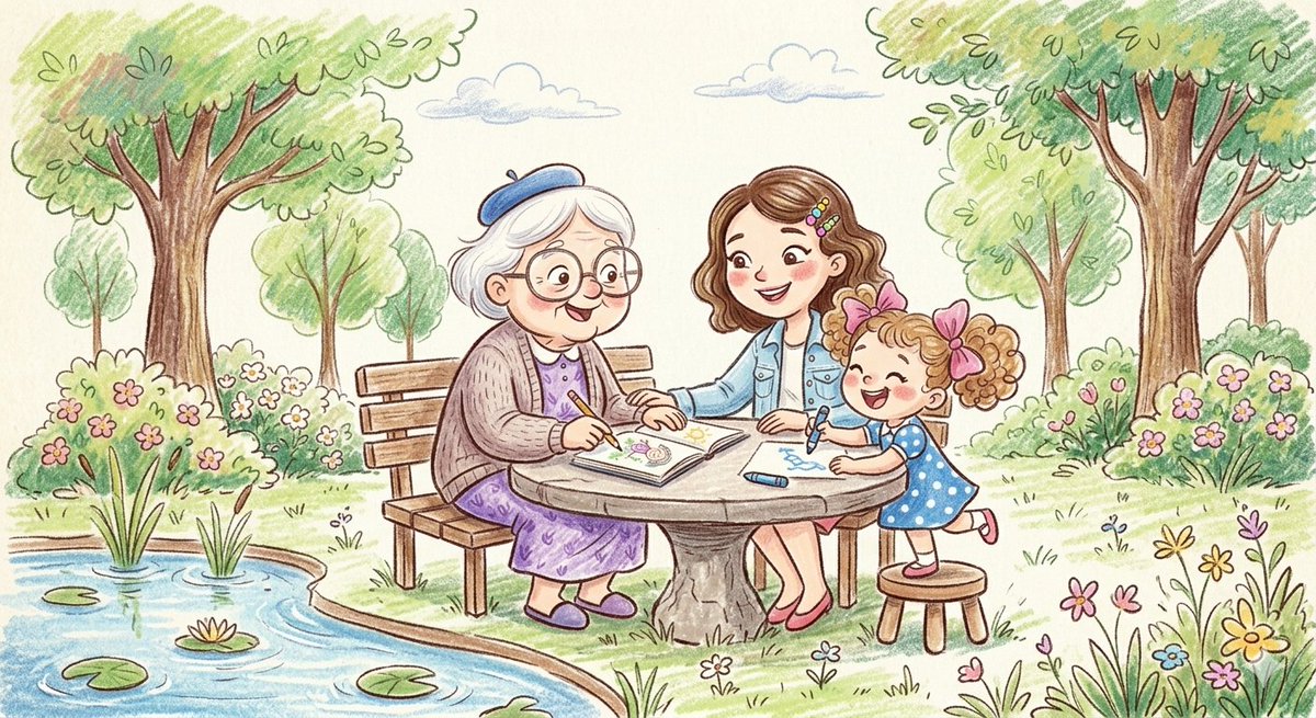 Crayon and Pencil Family Illustration 2