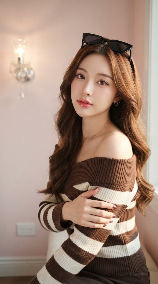 Asian Woman in Striped Sweater 2