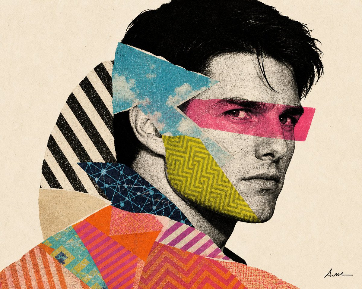 Mixed-media collage portrait illustration 2