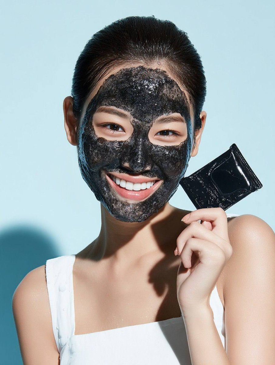 Foaming Black Sheet Mask Skincare Ad Prompt