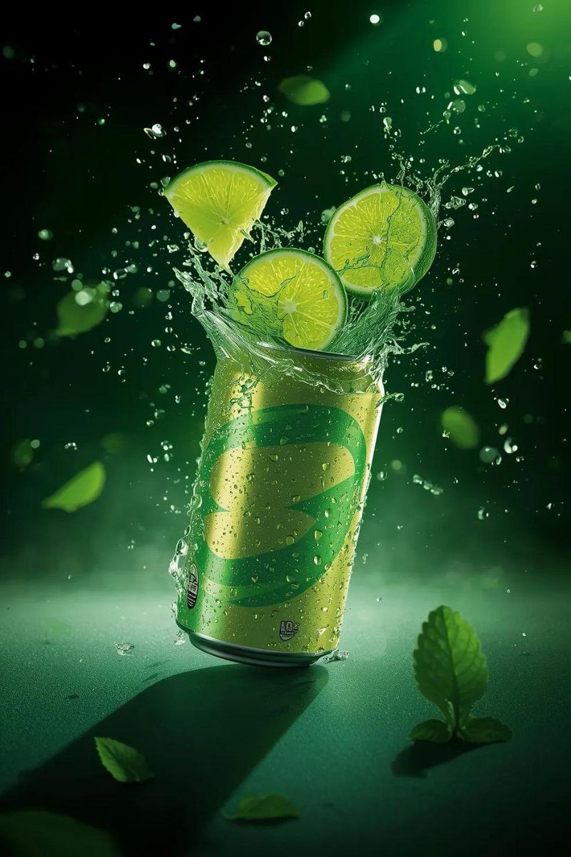Hyper-Realistic Commercial Product Shot of Exploding Lime Soda Can 3