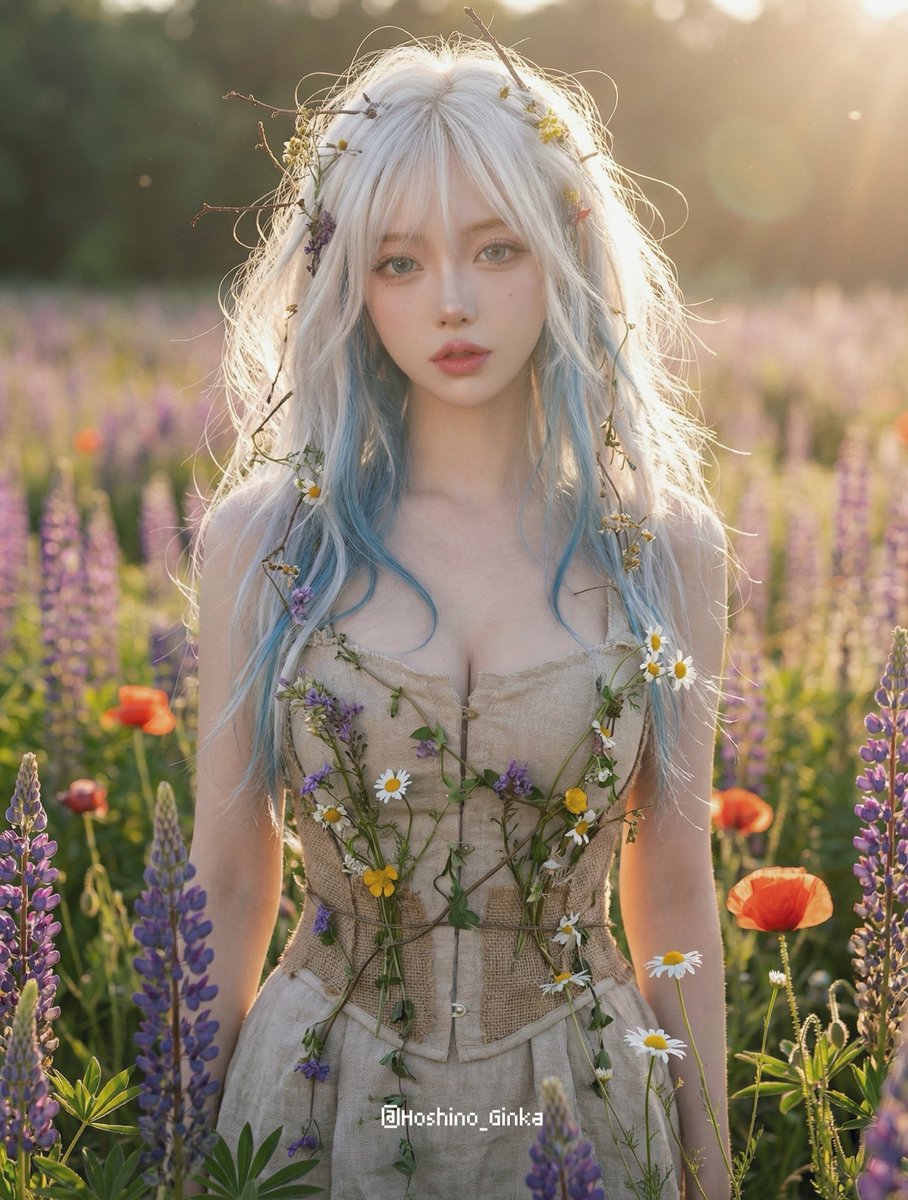 JSON Prompt for Ethereal Flower Field Fantasy Portrait 2
