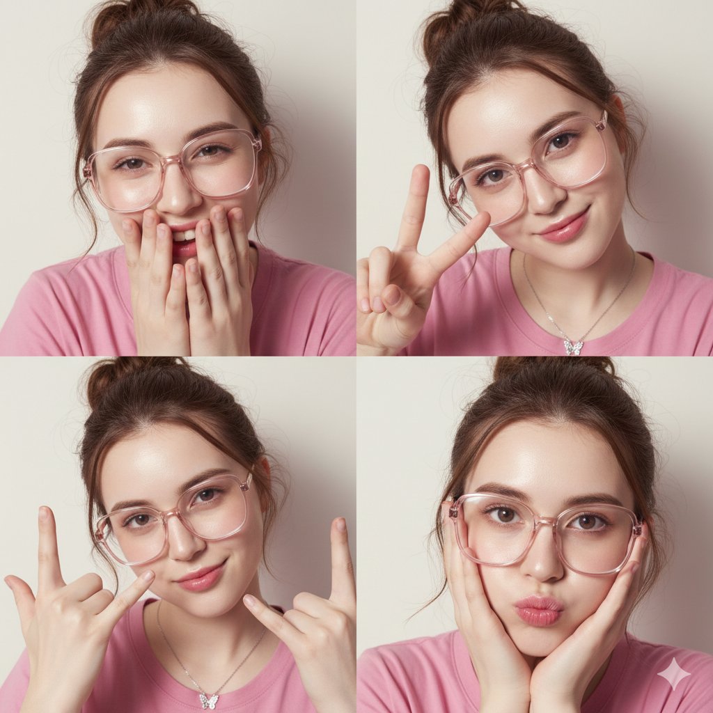 4-Panel Collage Portrait with Flash Lighting