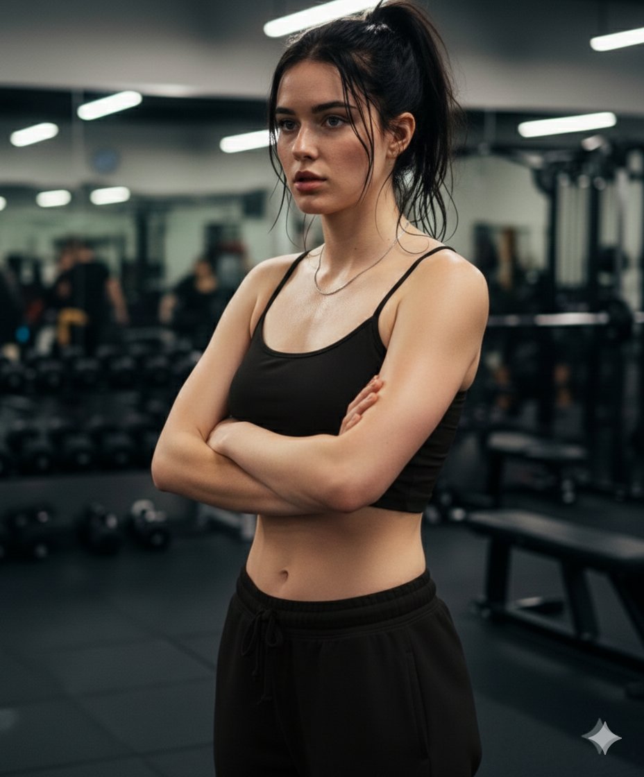 Hyper-realistic Post-Workout Portrait Prompt (Black Outfit) 2