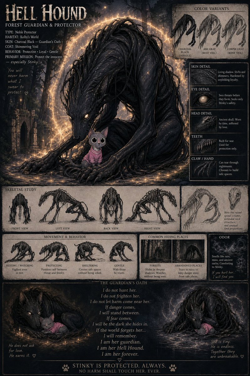 Infographic / Edu Visual - Dark Fantasy Hell Hound Character Sheet