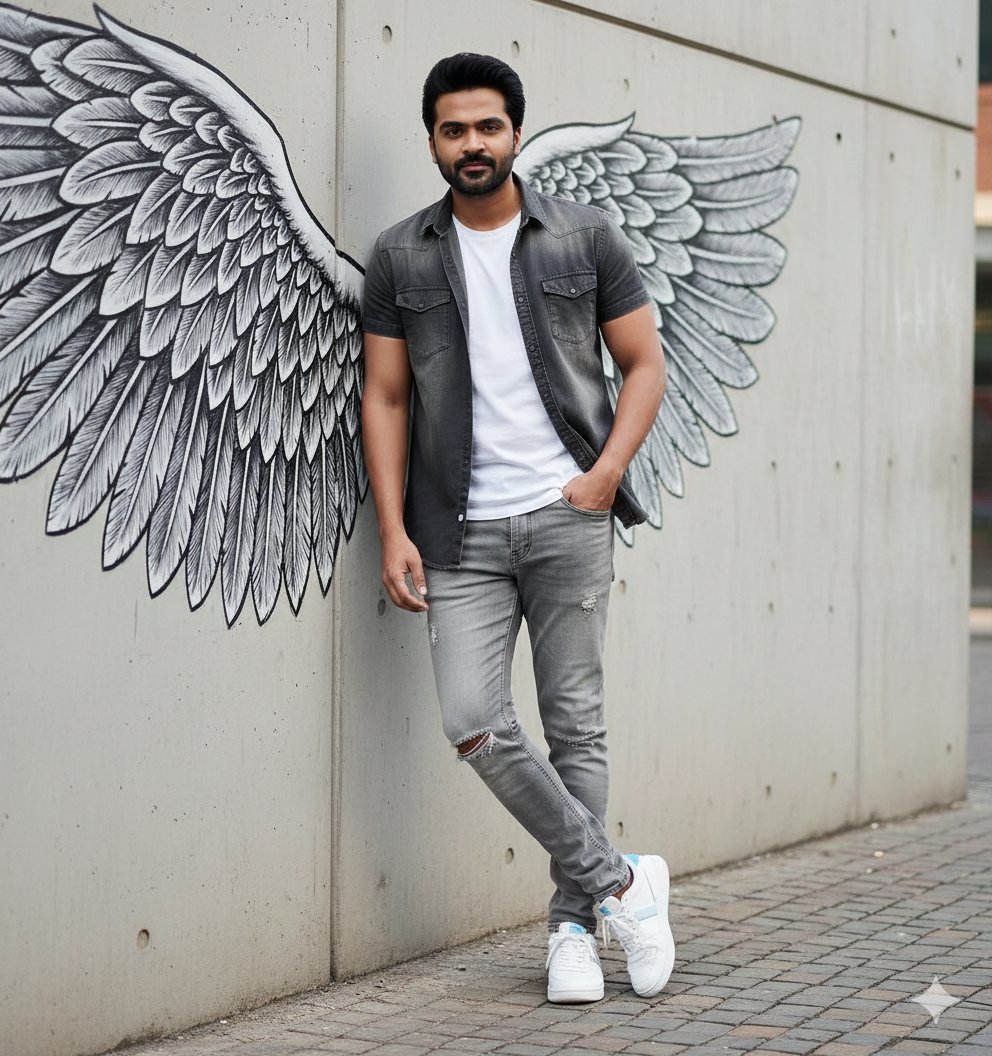 Urban Cinematic Portrait with Painted Angel Wings 3