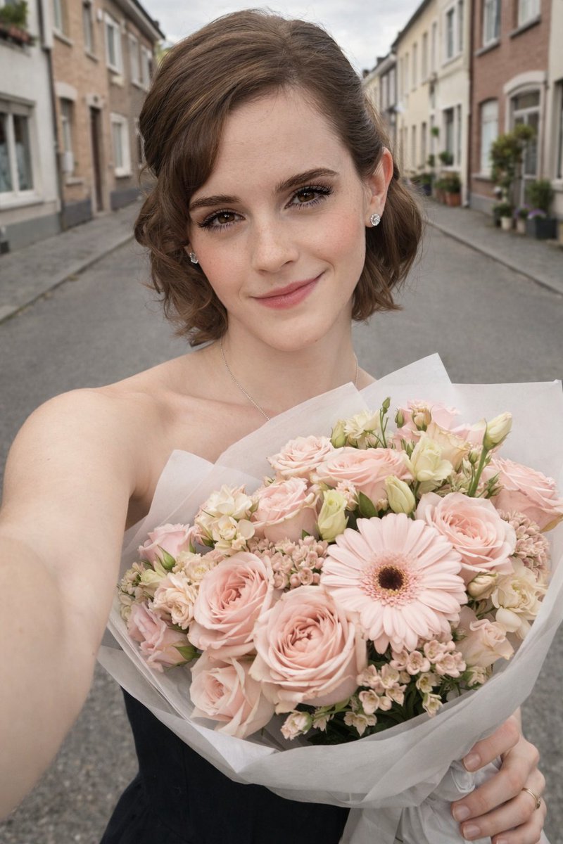 Realistic Smartphone Selfie with Flowers 2