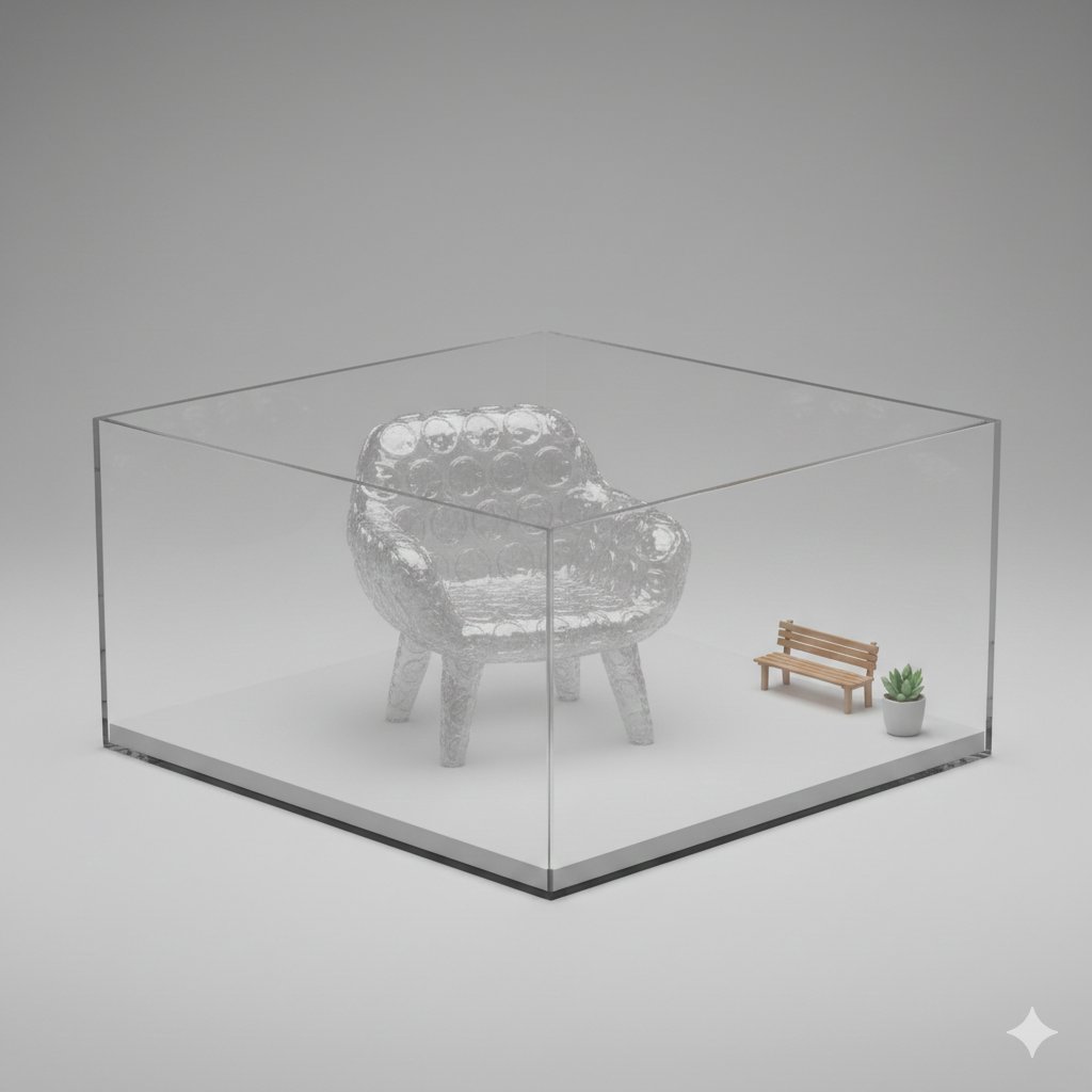 3D Diorama of Transparent Bubble Wrap Phone 3
