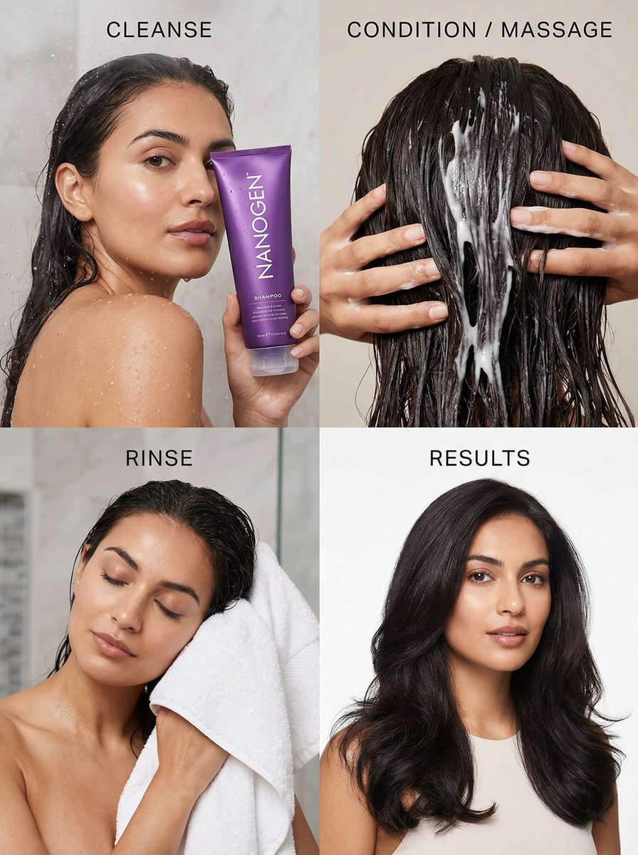 Four-Panel Luxury Haircare Campaign Grid