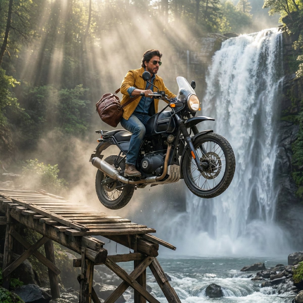 SRK Motorcycle Jump Action Shot Prompt