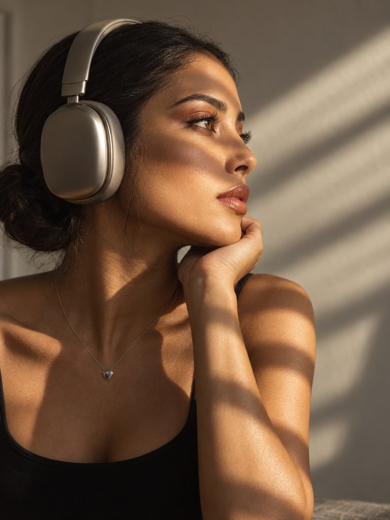 Sunlit Portrait with Headphones 2