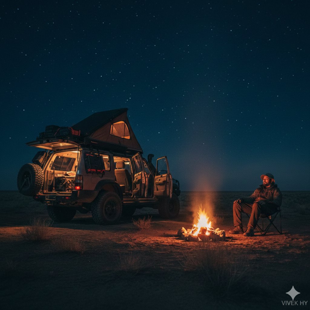 Desert Camping Scene (Hyper-realistic Night)