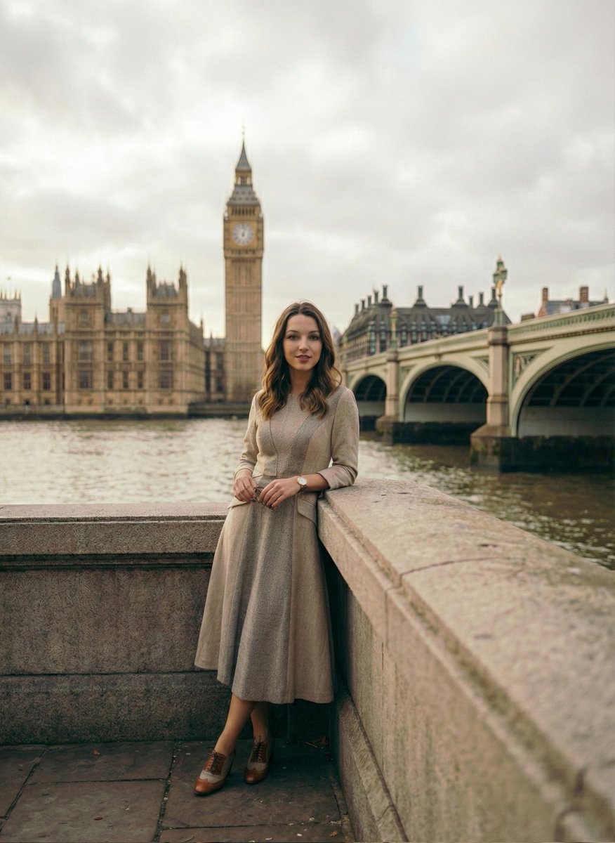 Cinematic Portrait beside the Thames River in London 3