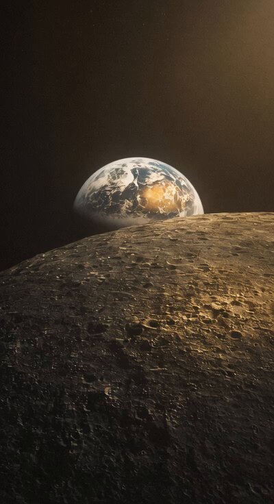 Grok Imagine prompt: Earth rise behind moon
