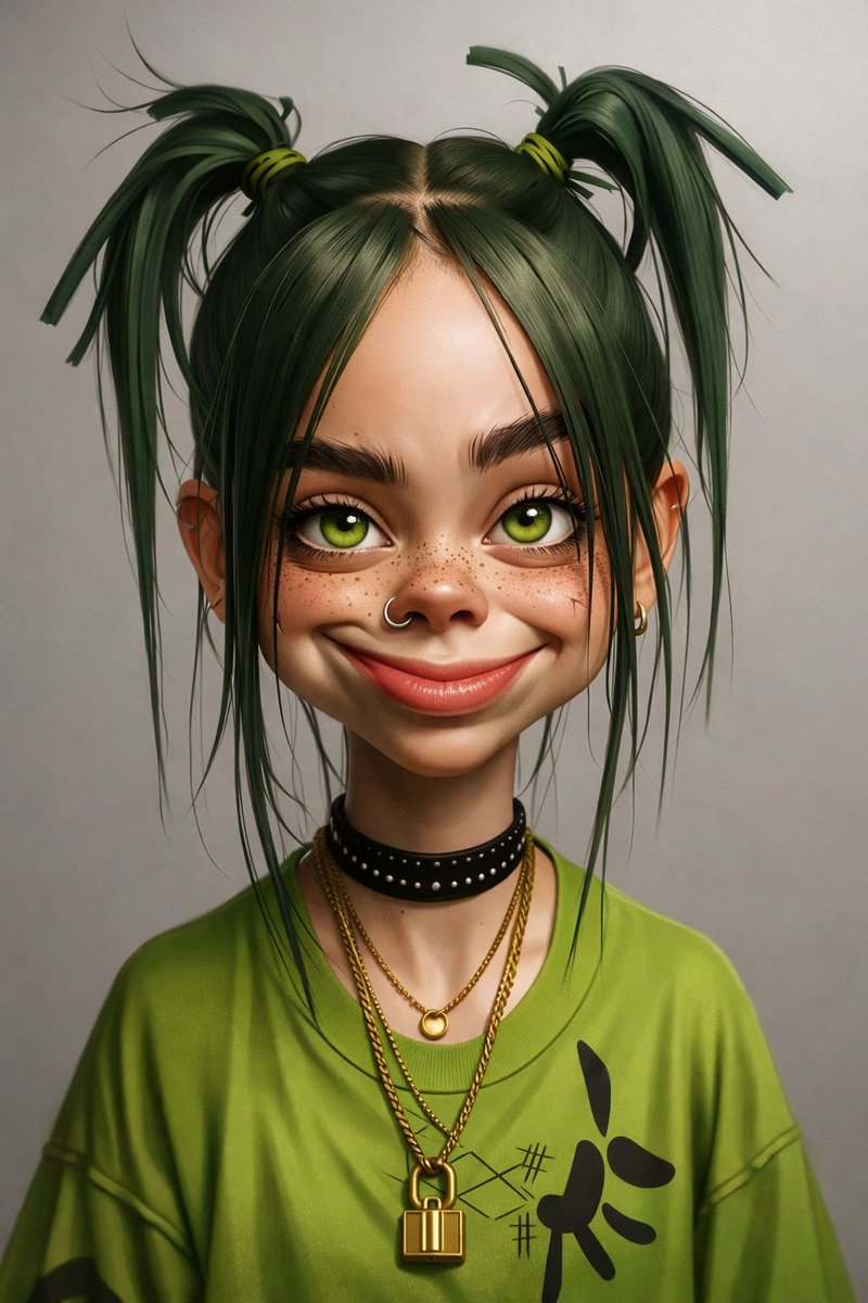 3D-Rendered Billie Eilish Cartoon Portrait 2