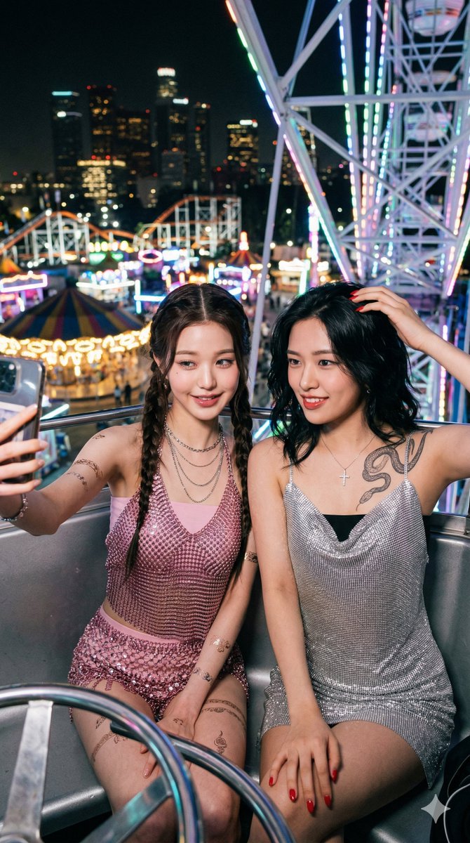 Photorealistic Night Selfie on a Ferris Wheel 3
