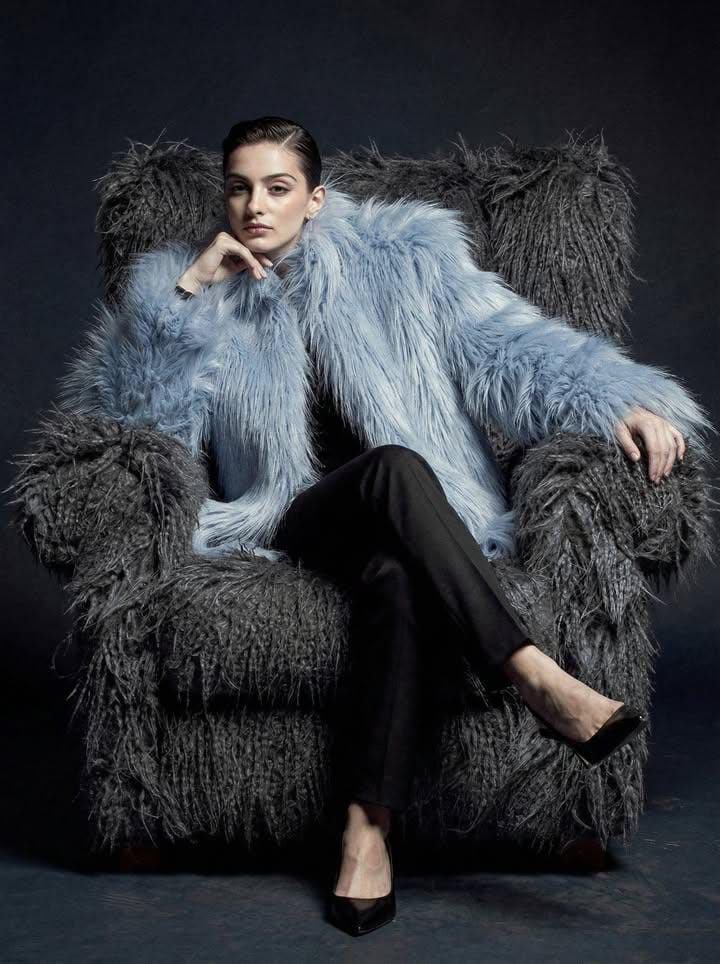 Ultra-high fashion editorial portrait in faux-fur coat 3