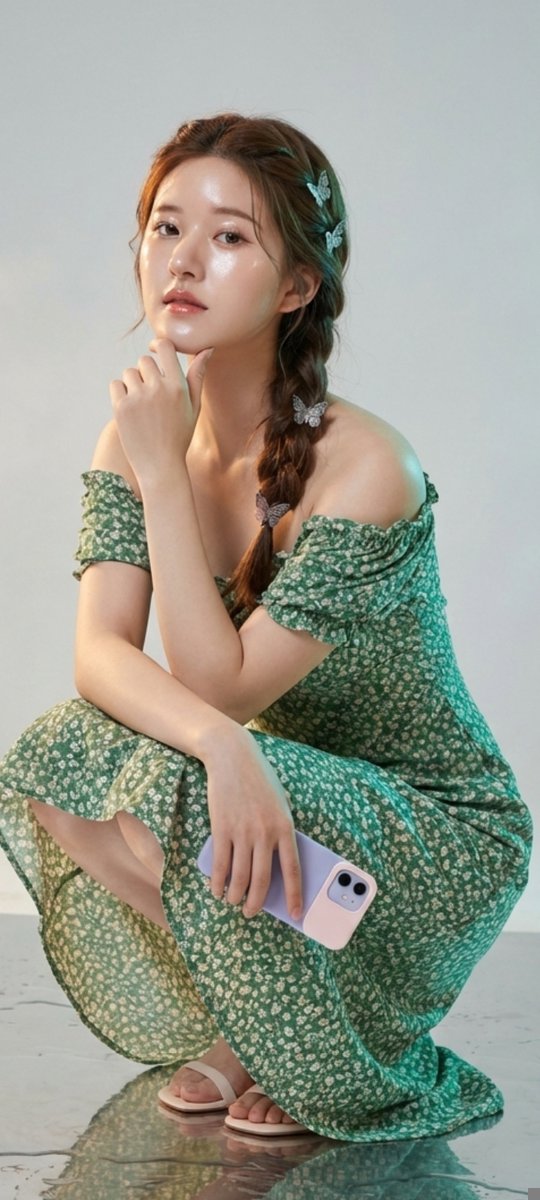 Photorealistic Portrait of Zhao Lusi (Rosy Zhao) with Cottagecore Vibe