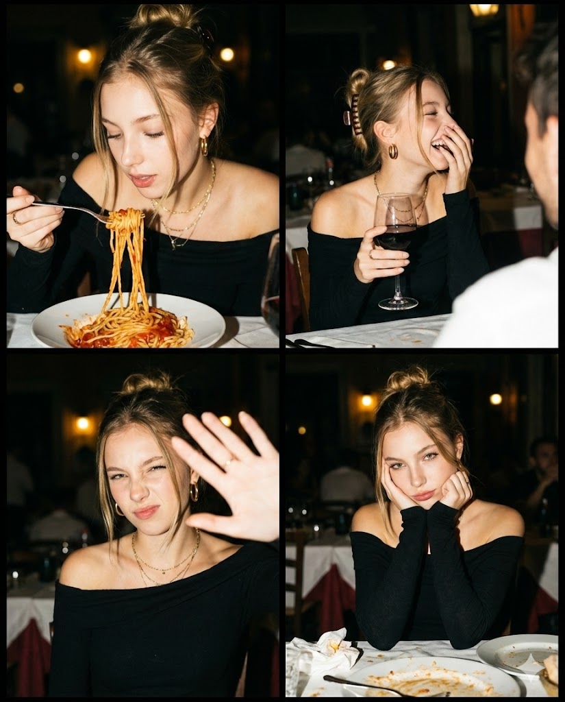 2x2 Grid Italian Trattoria Flash Photoshoot Prompt