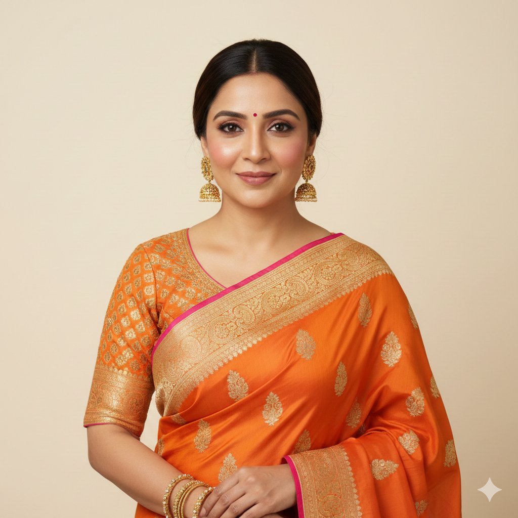 Photorealistic Traditional Indian Saree Portrait