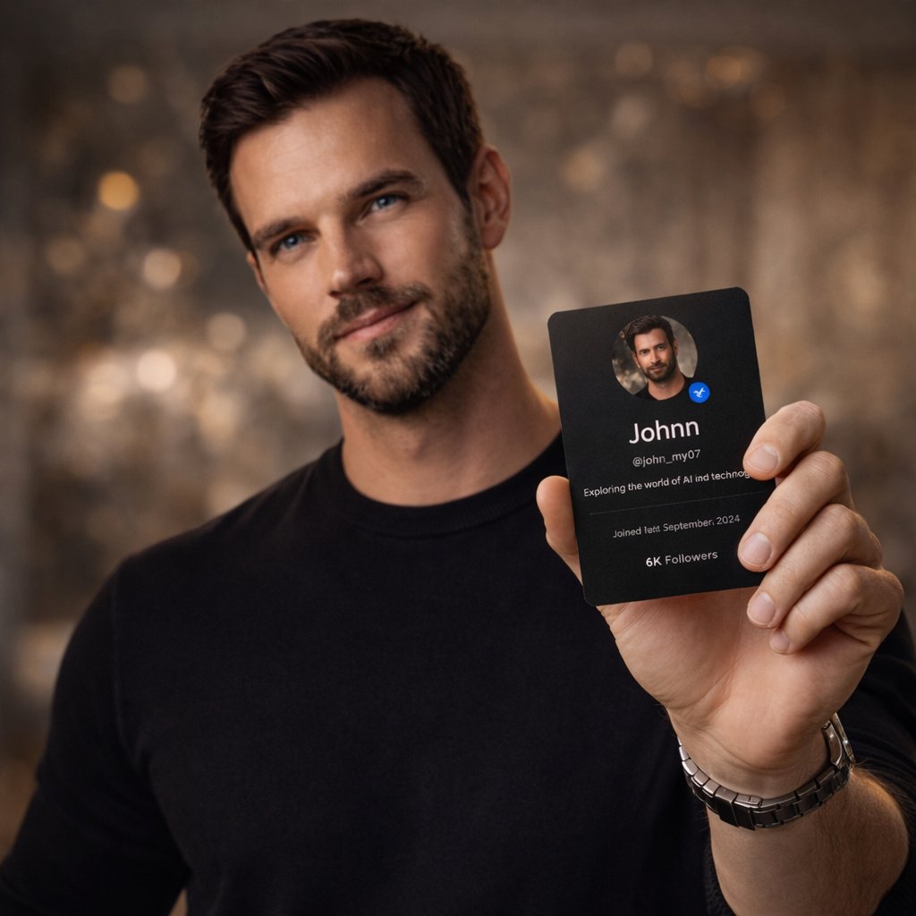 High-End Editorial Photoshoot of a Social Media Profile Card