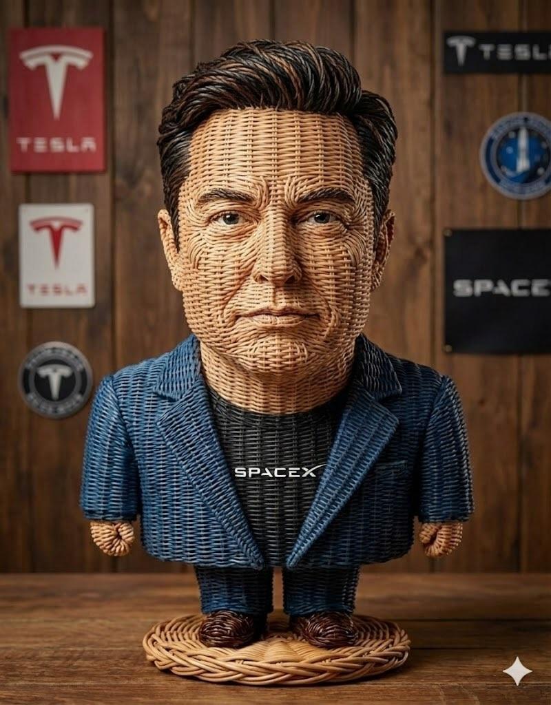 Stylized Wicker Caricature Figurine 3