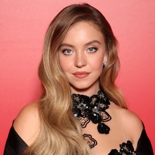 Sydney Sweeney Red Carpet Portrait with Lace Collar