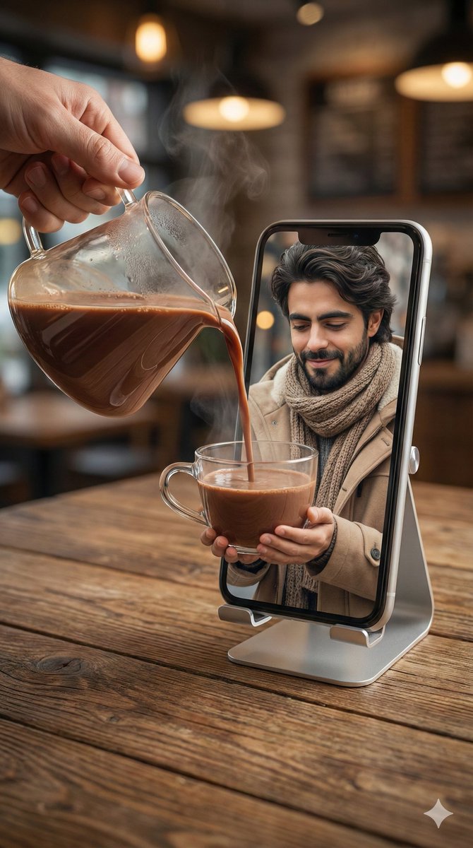 Mixed-Reality Hot Chocolate Pour Prompt (Image-to-Image)