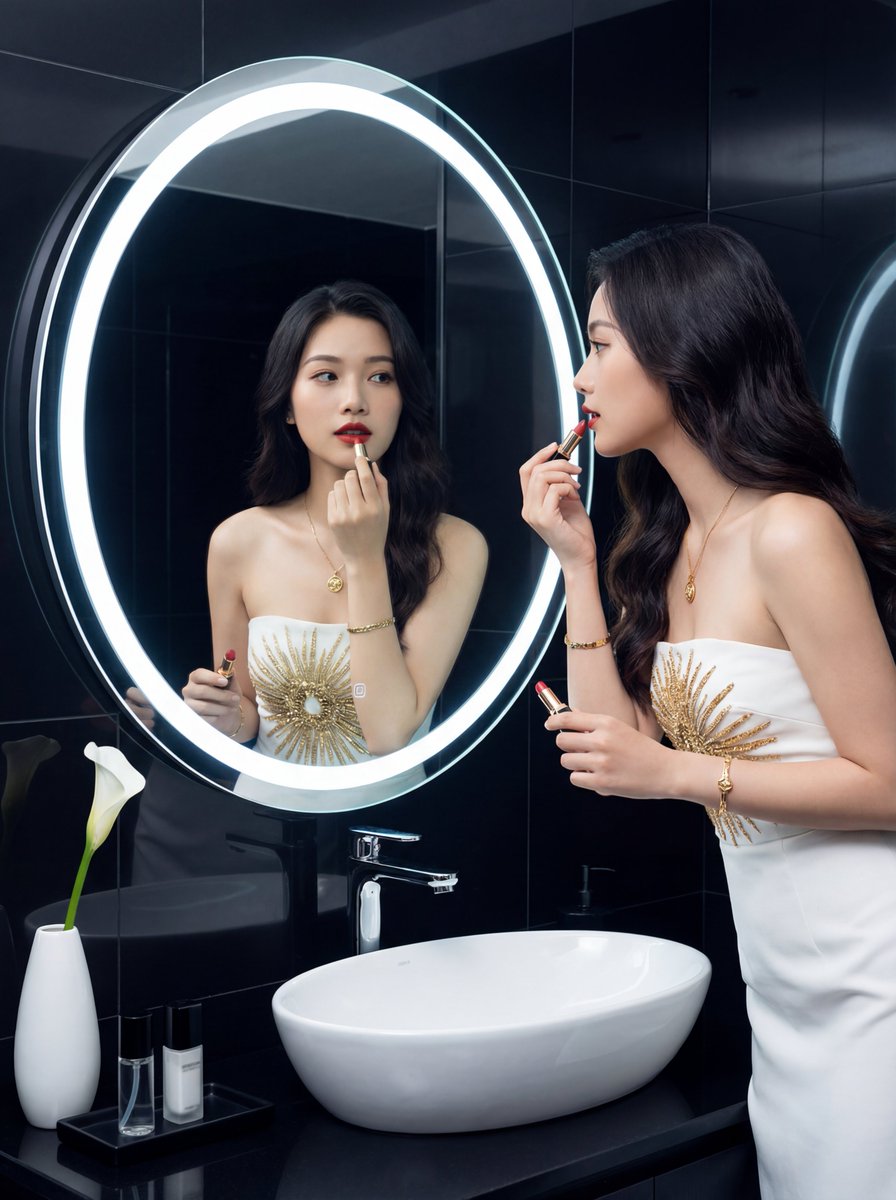 Luxury Bathroom Selfie with Mirror Reflection