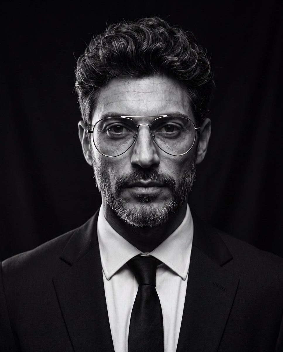 Cinematic B&W Studio Portrait