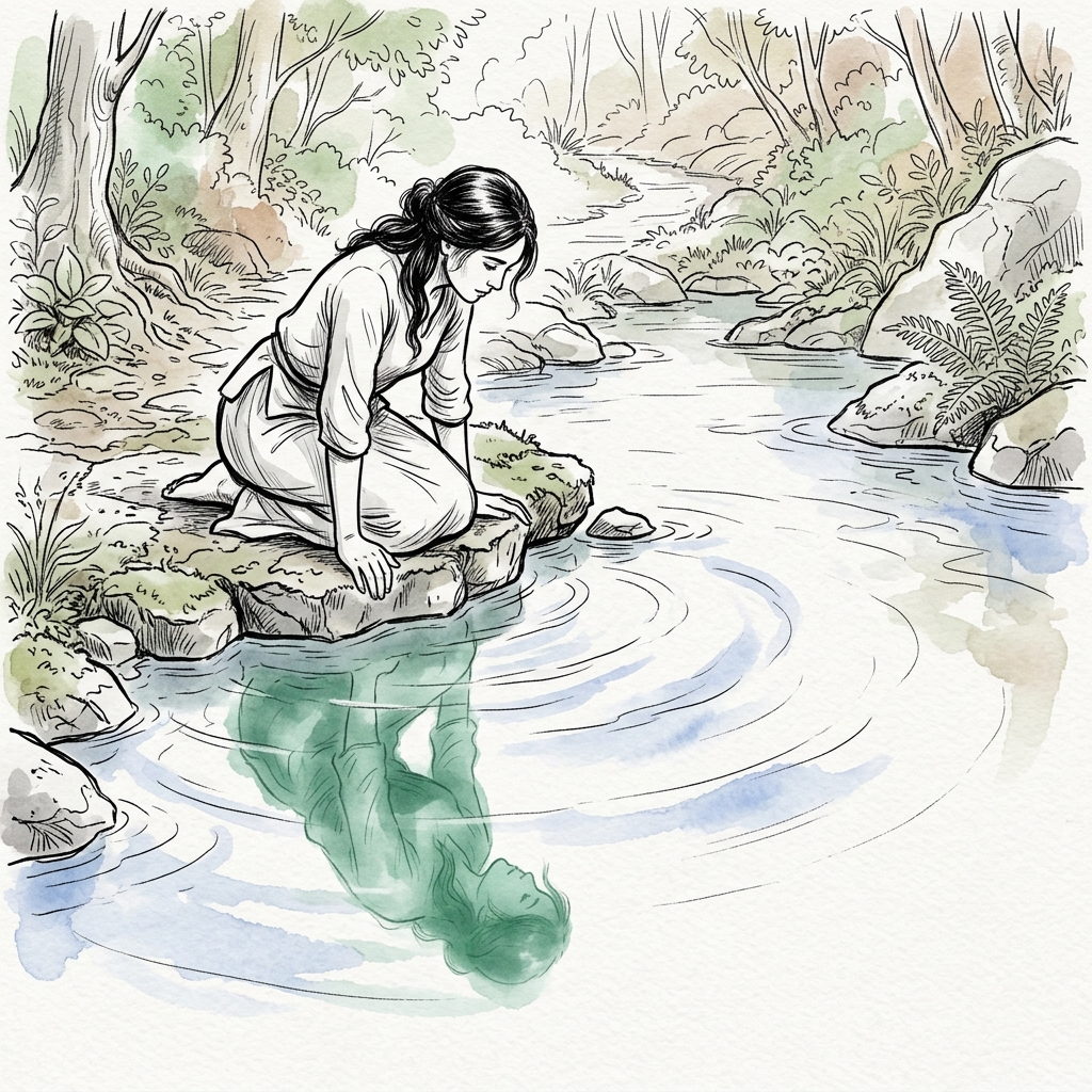 Isometric Zen Woman Line Art 4