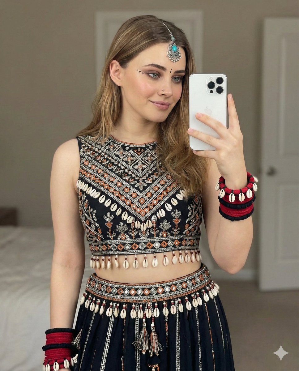 Bohemian-Indian Fusion Mirror Selfie Prompt 2