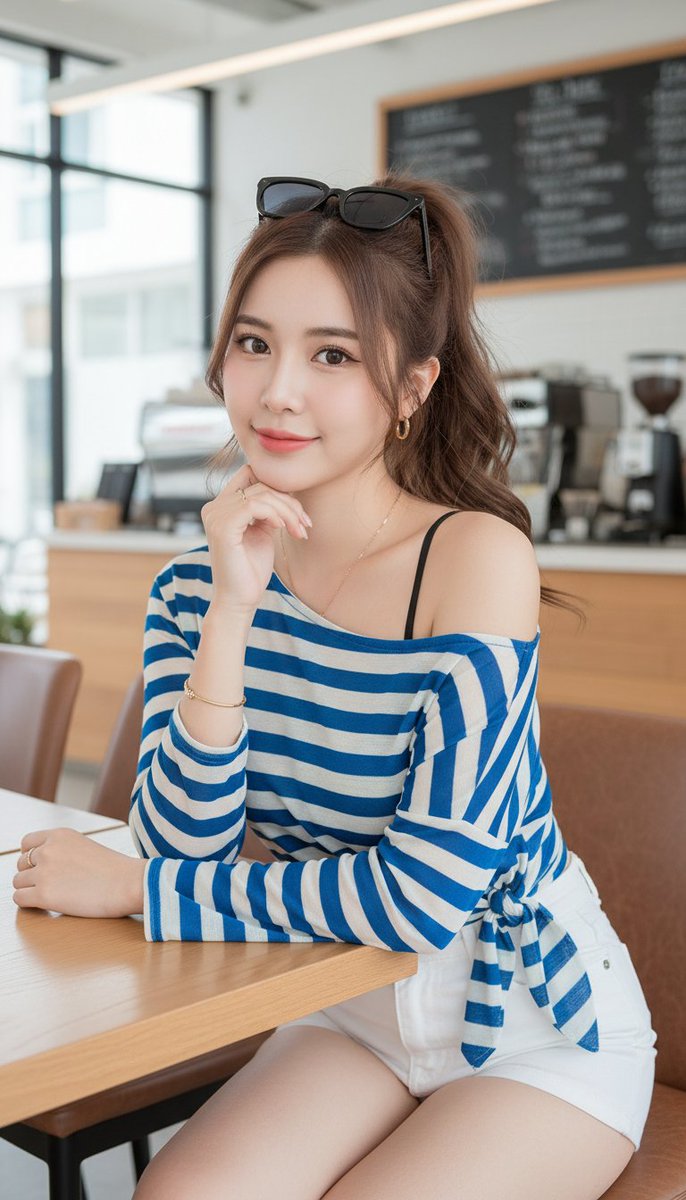 Stylish Woman in Modern Cafe 4