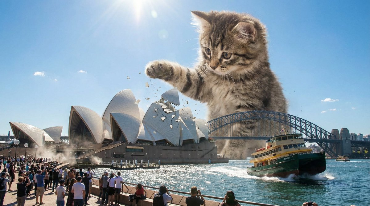 Kaiju Kitten Destroying Sydney Waterfront 2