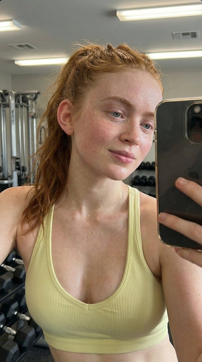 Photorealistic Post-Workout Sadie Sink Selfie 2