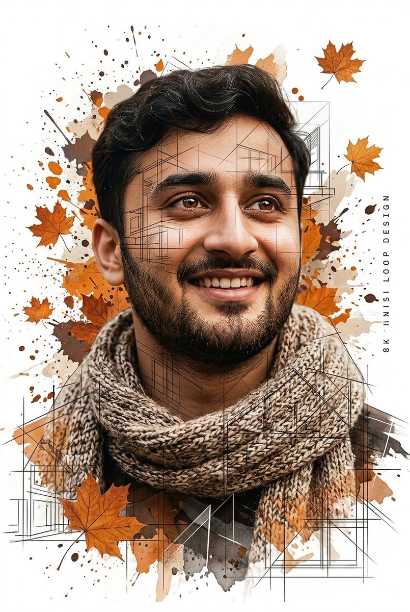 Gentle Autumn Mood Mixed-Media Portrait Poster Prompt 2