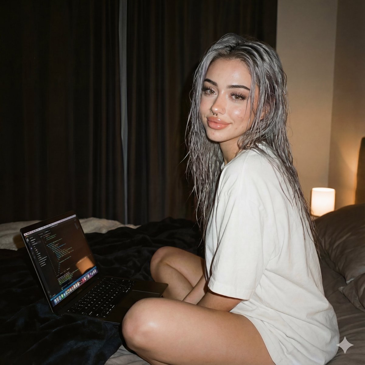 Cozy Tech Bedroom Portrait Generation Prompt