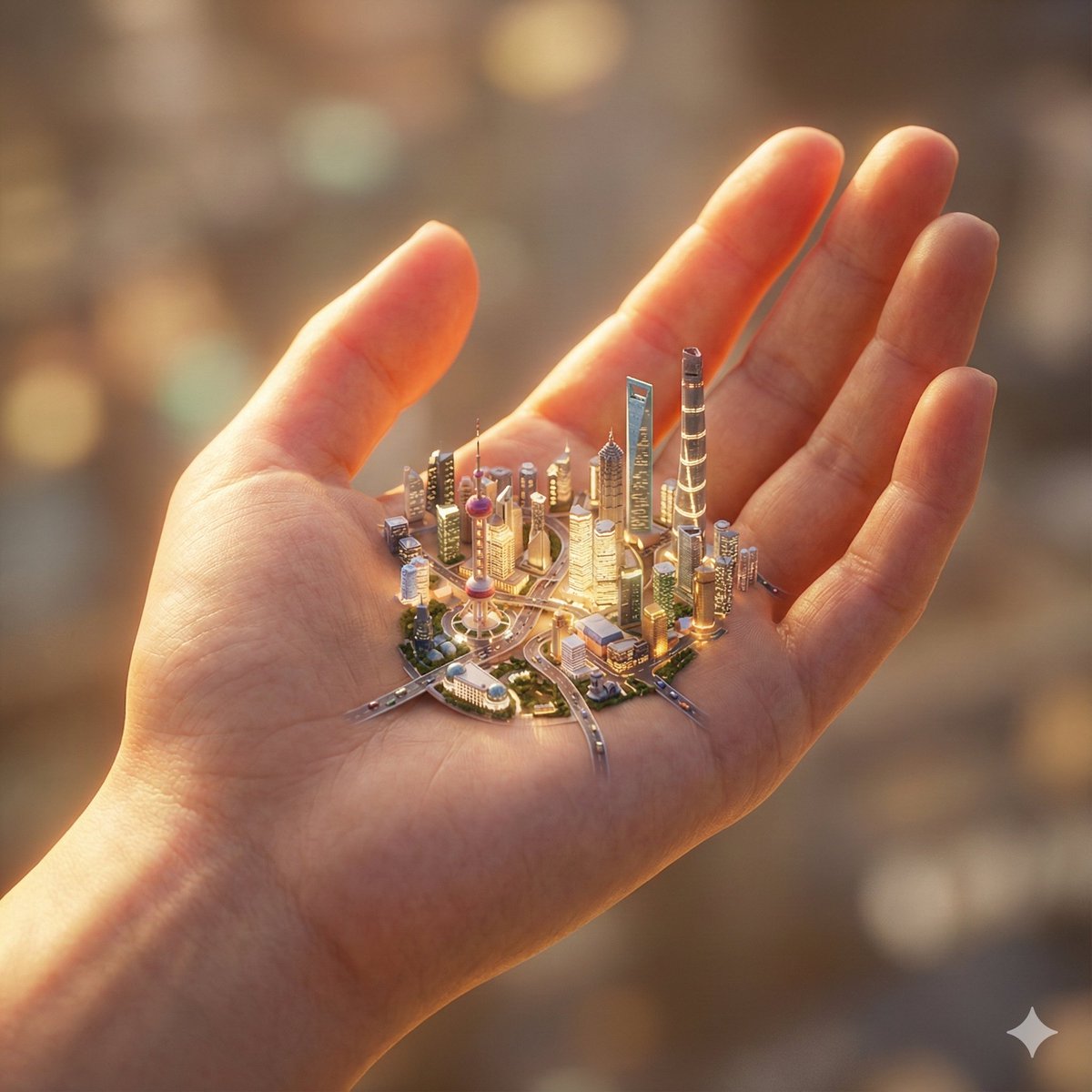 City in Hand Micro-World Prompt