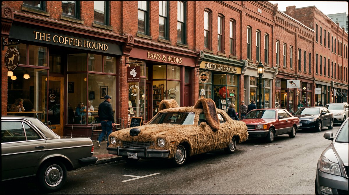 Cinematic Wide-Shot with Dog Fur Car 2