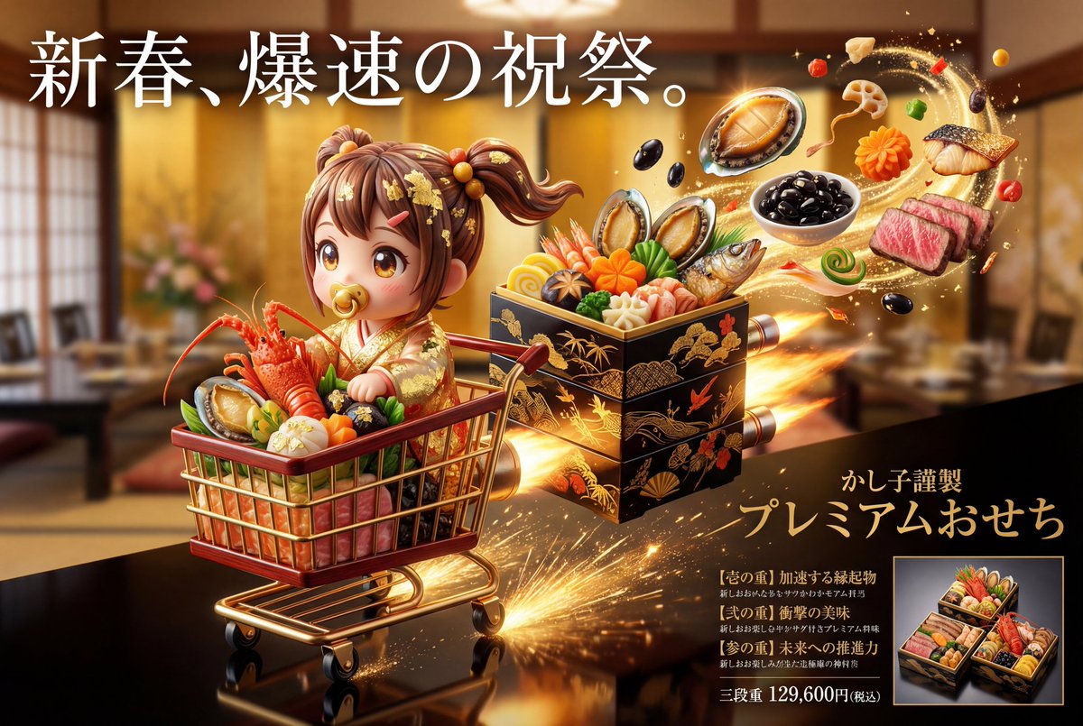 Luxury Osechi (New Year's Food) Key Visual Generation Prompt